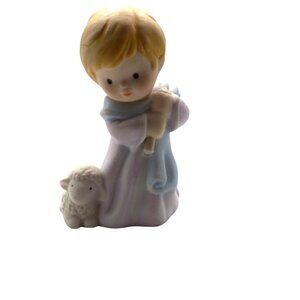 Avon Heavenly Blessings Porcelain Figurine Lamb Boy Joseph Nativity Vintage